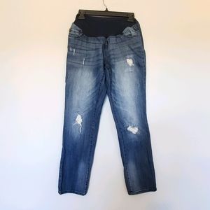 Indigo Blue Distessed Maternity Jeans